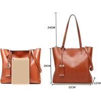 Bolso de cuero simple con doble hombro para mujer, bolso de hombro para mujer, bolso de mensajero, bolso de compras (color: verde) - details 0