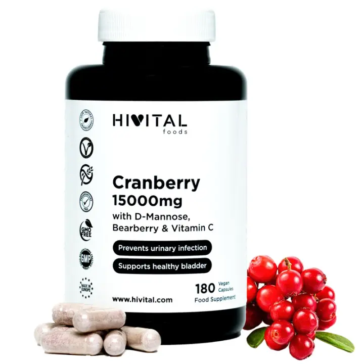 Arándano Rojo Americano 15000 mg. 180 cápsulas veganas para 3 meses. Hivital - 1