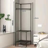 Rack De Ropa De Pie Multi-Nivel Desmontable Estante De Almacenamiento Para Dormitorio Tabla Nocturna Metálica Eco-amigable Tres Capas - details 11