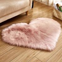 Alfombra De Imitación De Lana De Oveja No Esmerilada Antideslizante Para Dormitorio Alfombra De Pelo Largo En Forma De Corazón Y Color Sólido Para Decoración Del Hogar - details 7
