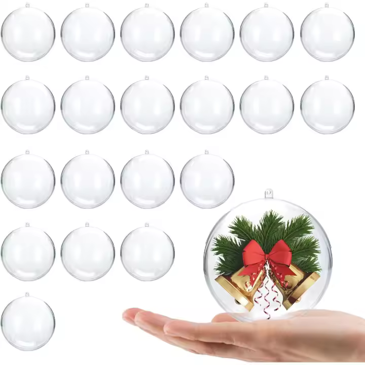 20 bolas transparentes para manualidades, bolas decorativas para árbol de Navidad y fiestas (4 cm) - 1