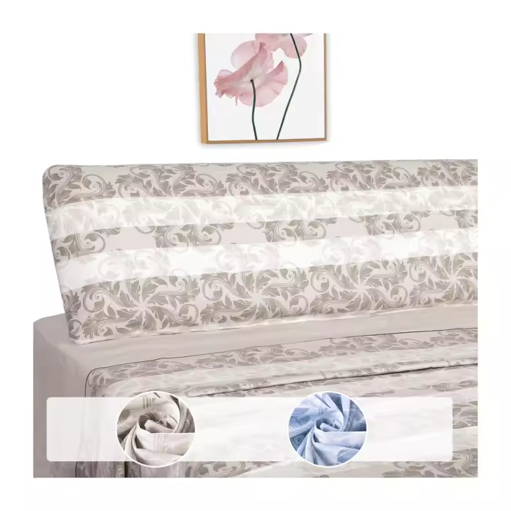 Juego Sábanas de Cama 50% algodón/50% poliéster, Estampadas Juego de Sábanas para Cama 3 Piezas:  1 Sabana Bajera Ajustable, 1 Sabana Encimera y 1 Funda de Almohada - 1