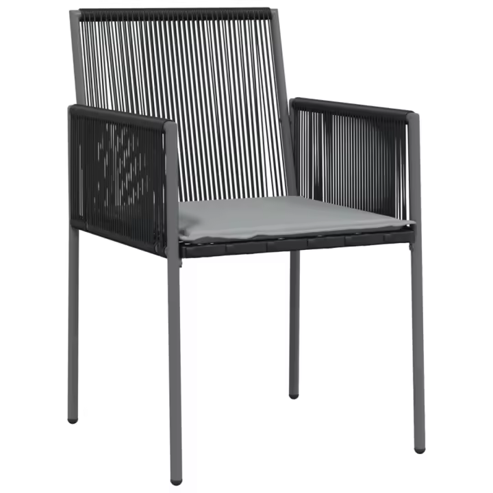 vidaXL Sillas jardín con cojines ratán PE negro 54x60,5x83,5cm Set de 2/4/6 - 1