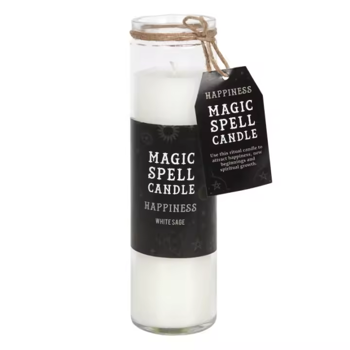 VELAS TUBO MÁGICA - MAGIC SPELL TUBE CANDLE - HAPPINESS - FELICIDAD - VELA TUBO CRISTAL BLANCA SALVIA BLANCA - SPIRIT OF EQUINOX - 1