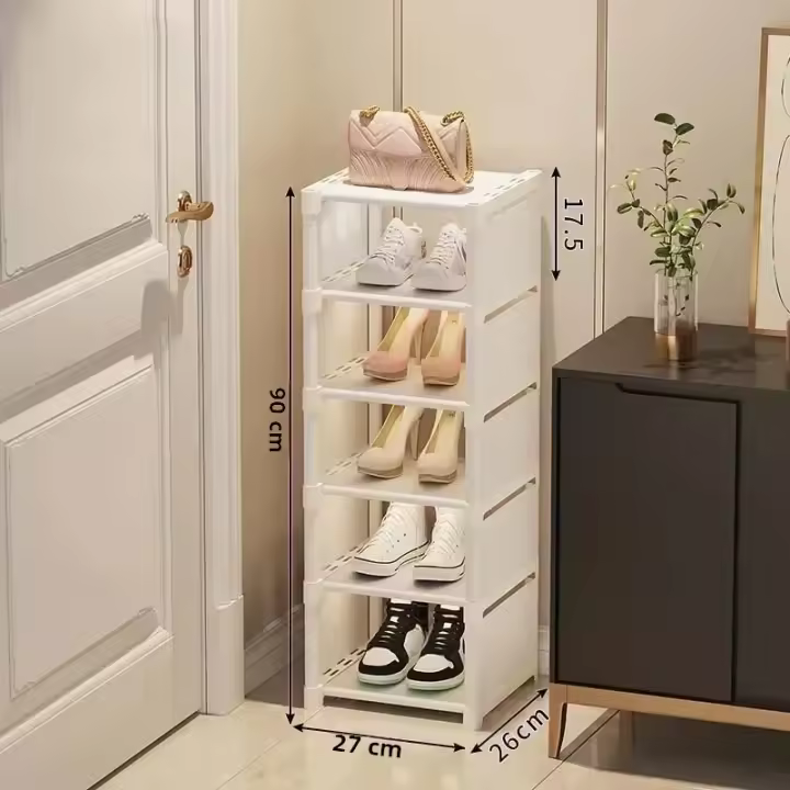 Organizador De Zapatos De Múltiples Capas Estante Plegable Ajustable Para Ahorrar Espacio En El Ángulo De La Pared Material Plástico - 1