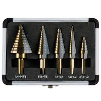 Juego De 5 Piezas De Broca Angular Triangular Rojiza Y Negra Para Aleación De Aluminio Herramienta De Abertura De Agujeros Con Sistema Británico - details 1