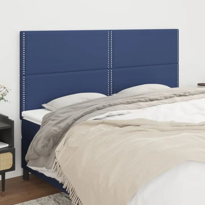 vidaXL Cabeceros 4 unidades de tela azul 80x5x78/88 cm - 1