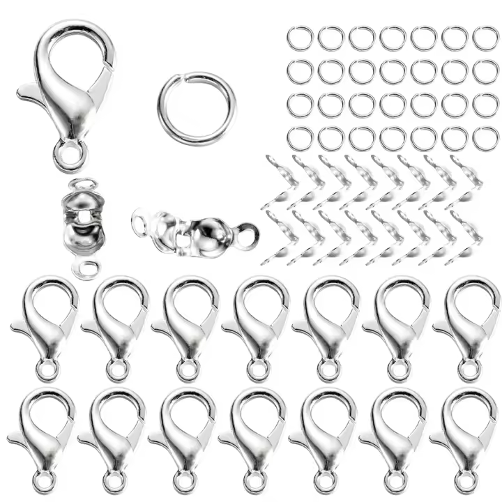Kit De 80 Piezas De Hebilla De Langosta De Aleación De Latón Hipoalergénica Para Pulseras Y Collares DIY De Joyería Conector De Anillo Saltarín - 1