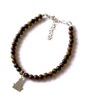 pulsera piedra natural ojo de tigre y virgen del Rocío fabricada en plata de primera ley-40ycuatrojoyeria - details 1