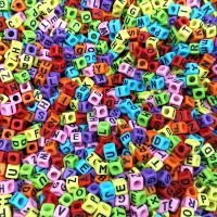 Cuentas De Acrílico Colores Variados 100-500pcs Forma Cuadrada Espaciadoras Alfabeto A-Z Para Creación De Joyas Pulseras DIY Accesorios - details 1