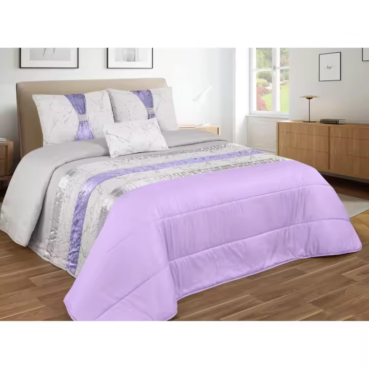 Colcha Acolchada Edredón de acolchado fino cristal con pedreria y brillo 250×260 cms + 3 cojines a juego con relleno para entretiempo,Colcha decorar tu dormitorio para Cama 135cm/ 150cm - 1
