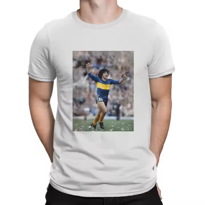 Camiseta De Hombre Boca Juniors Con Diseño De Maradona Camiseta Corta De Algodón Para Verano Estilo Casual Ganador De Eldorado - 1