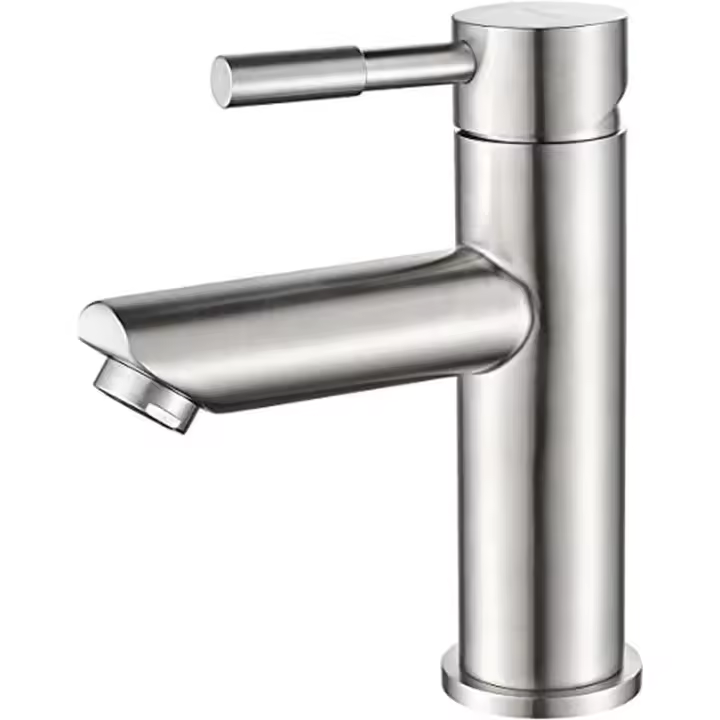 , Mundo, Grifo de Lavabo de Acero Inoxidable, Mezclador Monomando para Lavabo, Níquel Pulido - 1