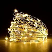 Luz De Navidad LED 100 LEDs 10m Cobre Pulido Alimentada Por Batería Luz Faeira Caliente Blanco Para Habitación Fiesta Christmas - details 4
