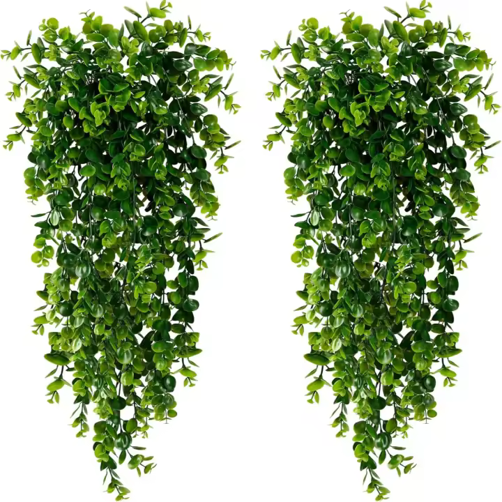 Planta Artificial De Hojas De Eucalipto Colgante 1/2PCS Verde Permanente Resistente Al UV Para Decoración De Casas Y Bodas - 1