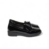 Hluna Mocasines con tacón bajo efecto CHAROL  Negro Rojo Vino y blanco - Detalle de LAZO - Elegancia - Mocasines planos Zapatos planos efecto Charol - 5301 - details 1