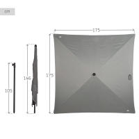 Aktive Parasol de jardín cuadrado 175x175 cm gris con mástil inclinable - details 3