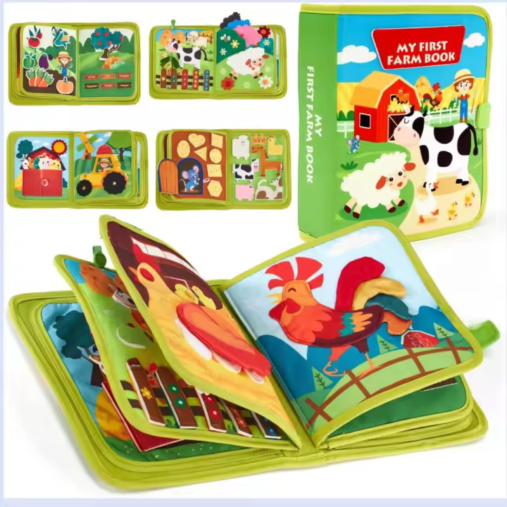 Libro De Tela Para Niños Montessori De Jardín De Infantes Con Animales De La Granja Juguete Educativo Para El Desarrollo Motor Fine Y Educación Temprana - 1