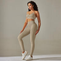 Conjunto De Leggings De Yoga Para Mujer Ropa Deportiva De Gimnasio Conjunto De Leggings Y Sujetador De Cintura Alta Sin Costuras Transpirable Y Anti-Pelusa - details 1