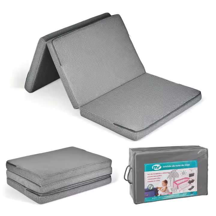 Ms BabyWorld Colchón para Cuna 120x60x6 cm | Acolchado, Transpirable, Antialérgico y Ergonómico | Color Gris | Ideal para Bebés y Recién Nacidos - 1