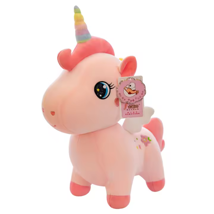 Muñeco De Peluche De Dibujos Animados Unicornio Rosa Con Bordado Para Decoración De Habitación Regalo De Cumpleaños Para Niñas Almohada De Suéter De Piel De Caballo - 1