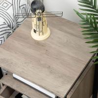 Bedside Table, Coffee Tables with Plug and USB Port, Side Table with Drawers and Storage Shelves, Suitable for Living Room, Bedroom, Greige - details 5