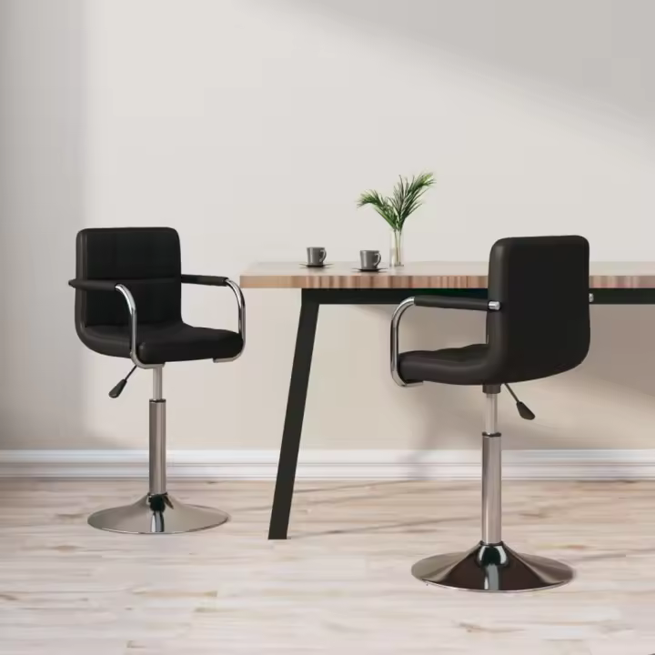 vidaXL Sillas de comedor giratorias 2 unidades cuero sintético en color Blanco/Negro | cómodas modernas ergonómicas para comedor cocina salón hogar - 1