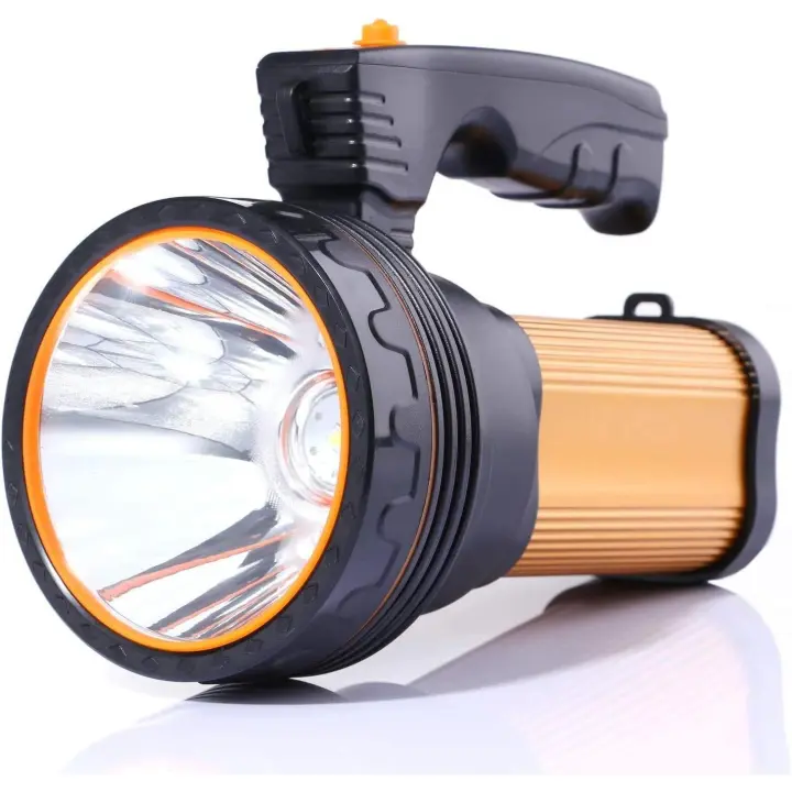 Linterna LED recargable de 7000 lúmenes, resistente al agua, IPX4, portátil, para acampar, 6000 mAh, foco portátil (dorado) - 1