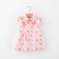 Vestido De Verano Para Bebé Niña Estilo Chino Qipao Con Manzana De Fresa Y Conejo Decorativo Ropa Suave Y Delgada Sin Mangas Para Niños Y Niñas De 1 a 2 Años - details 1