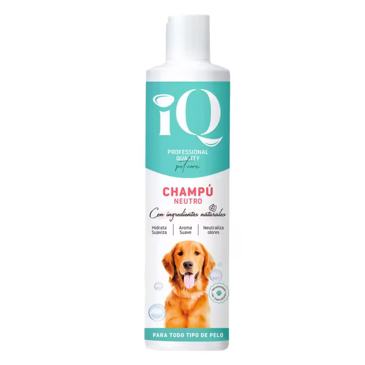 IQ  - Champú Neutro para Perros y Gatos 300 ml - Ingredientes Naturales, PH Adaptado, Anti Malos Olores - 1