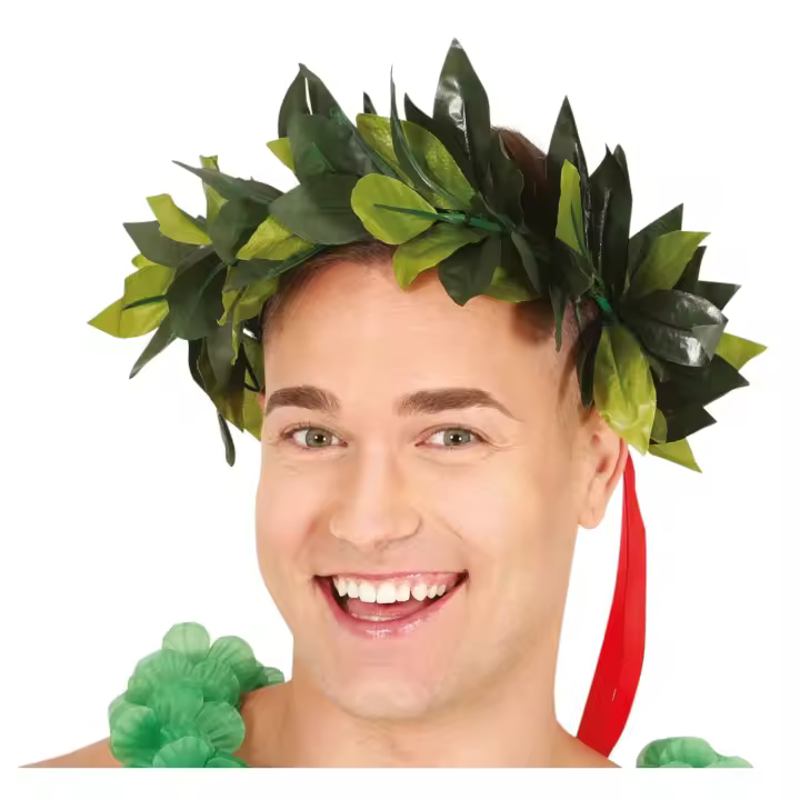 GUIRCA | Corona laurel romana para adulto, diadema verde clásica, complemento de disfraz con hojas realistas ideal para fiestas temáticas y carnaval - 1