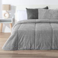 Edredón Comforter Lines  Melange Jaspeado Rayas Gris Manterol – Muy  Suave ,decorativo y Cálido para Tu Descanso! - details 0