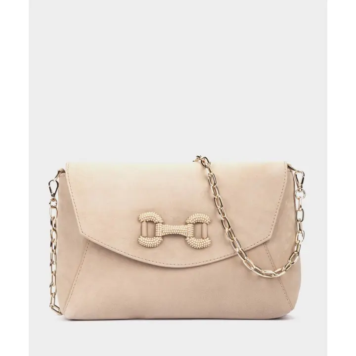 Pedro Miralles Bolso de fiesta con cadena en color beige modelo VIESTE en tonos Metalizados. Hecho a mano en España. - 1