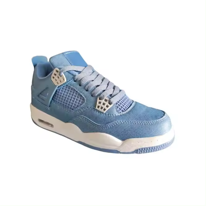 Mº050 AZUL AZUL-GRIS MARCA PERVERSA BASKET zapatillas de skate clásicas retro 4 para MUJER, zapatillas deportivas de baloncesto, zapatillas informales para correr y caminar, - 1