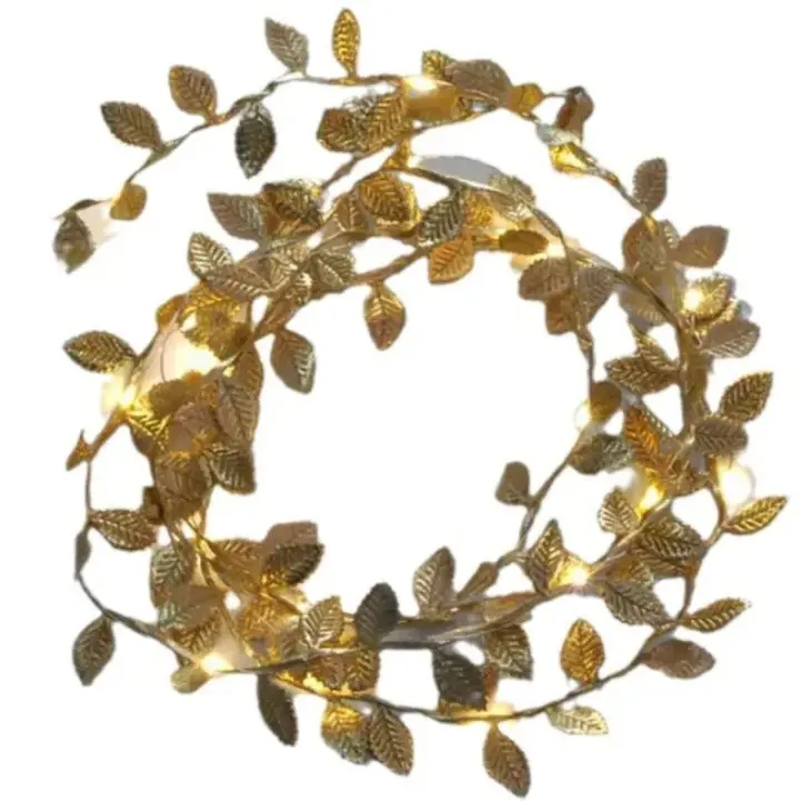 Guirnalda De Plantas Artificiales Con 30 LEDs Amarillo Y Plateado Para Bodas Y Fiestas En Casa Fuente De Energía Por Batería Decoración De Navidad - 1