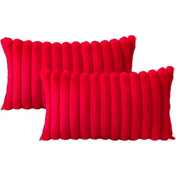 Reinomansidi SL - PACK DE 2 - Relleno incluido 30x50 Funda de Cojin con Relleno incluido, Tstido de Rabbit Cotton,comodo y suave, con testil a piel,Color Rojo.RELLENO INCUIDO!!! - 1