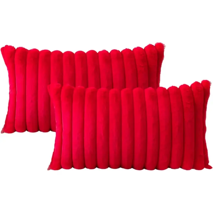 Reinomansidi SL - PACK DE 2 - Relleno incluido 30x50 Funda de Cojin con Relleno incluido, Tstido de Rabbit Cotton,comodo y suave, con testil a piel,Color Rojo.RELLENO INCUIDO!!! - 1