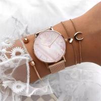 Reloj De Mujer De Lujo En Color Rosa Oro Con Dial De Concha Y Correa De Malla Reloj De Cuarzo Para Damas Moda Casual - details 7