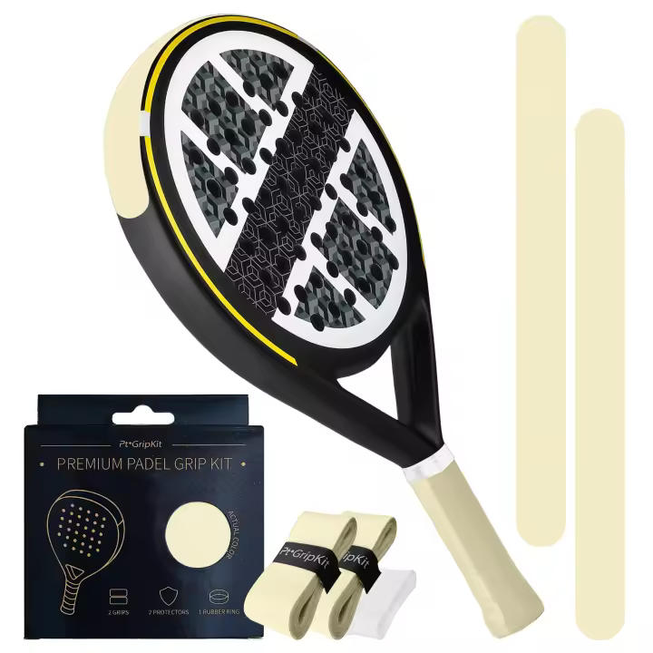 Pt GripKit Set de Grips para Padel Amarilla – 2 Overgrips + 2 Protectores + Anillo de Silicona – Accesorio Color Estilo Pastel para Raquetas Padel Tenis Kit - 1