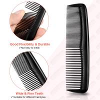 4 peines de plástico de Bolso para hombre, Con dientes finos y estándar, para el cabello, para peluquería y Barbería (Negro). - details 2