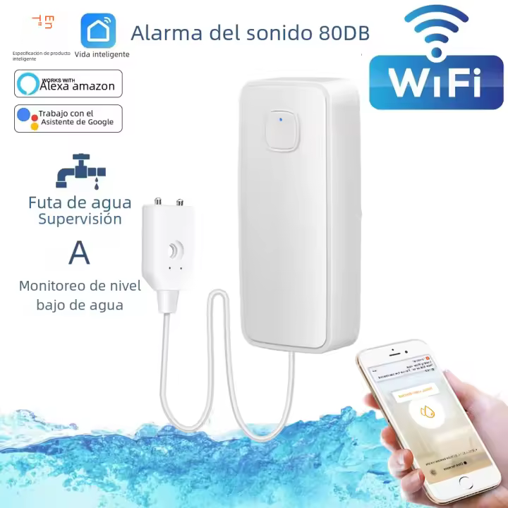 Sensor De Detección De Fugas Inteligente WiFi Tuya Con Alarma De Sonido Y Sistema De Monitoreo Remoto Seguridad Antifugas Para El Hogar - 1