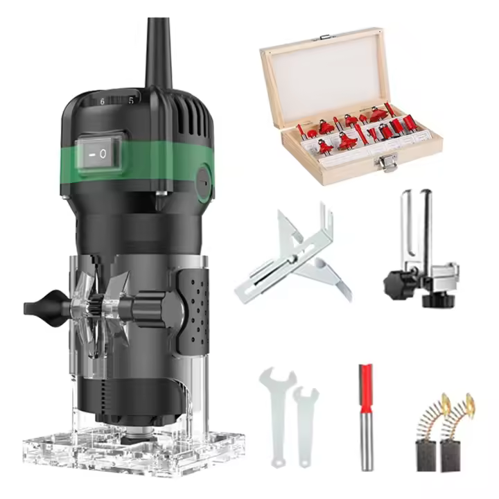 Fresadora profesional para madera de 800W - Cortadora eléctrica de 6 velocidades para grabar, ranurar y proyectos de bricolaje con fresa de 6.35mm - 1