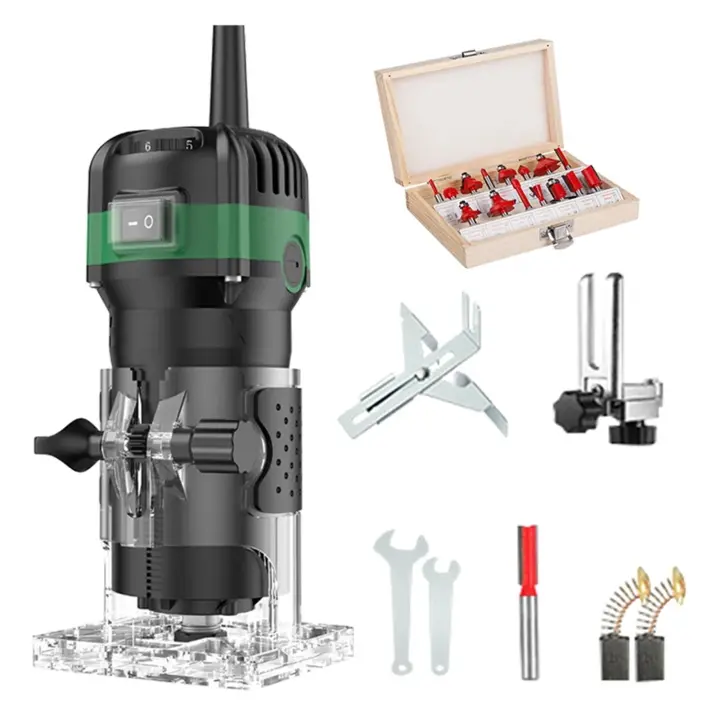Fresadora profesional para madera de 800W - Cortadora eléctrica de 6 velocidades para grabar, ranurar y proyectos de bricolaje con fresa de 6.35mm - 1