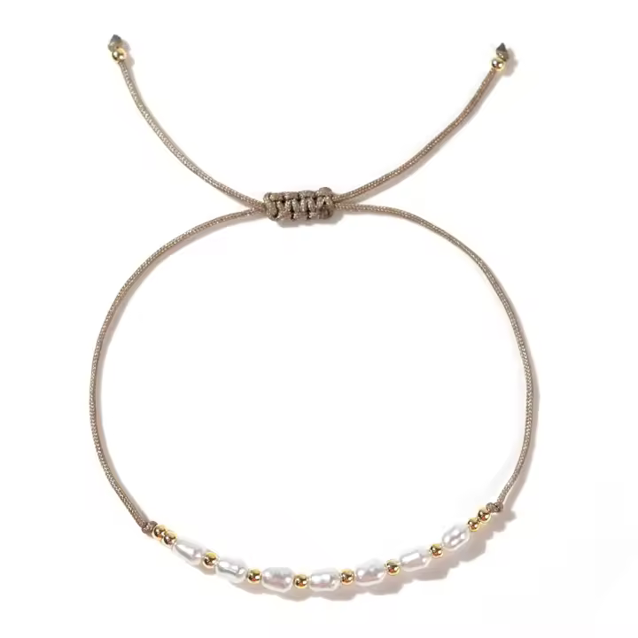 6 UNIDS Pulseras Minimalistas De Piel Con Perlas Simuladas Y Semillas De Cobre Multicolor Estilo Bohemio Joyería De Moda 2024 Para Mujer - 1