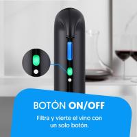 Decantador eléctrico, decantador portátil automático, recargable por USB, incluye tubo de silicona y cable de carga USB, filtro y botón de encendido/apagado, batería de 1500 mAh - details 9