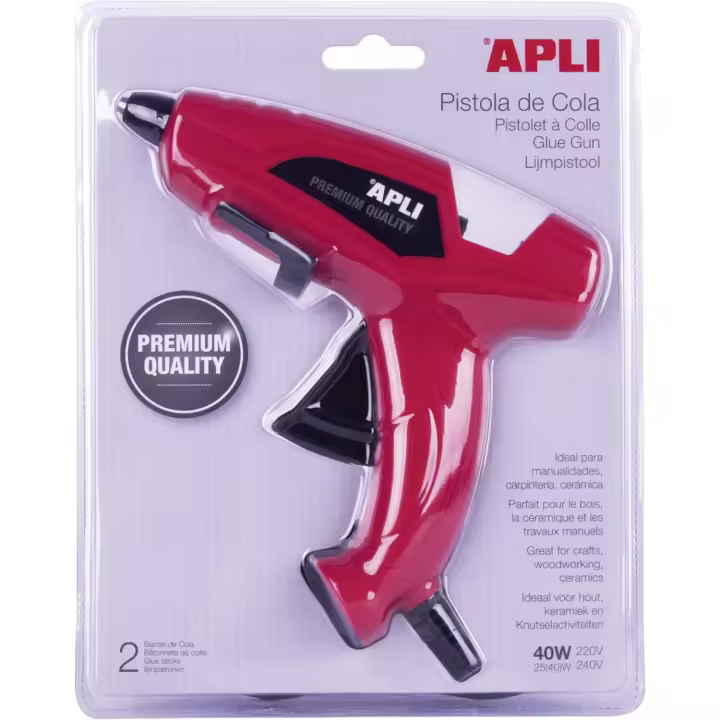 Pistola Para Pegamento Termofusible Barras Cola 40W - Pistola Encoladora Termofusible + 2 Barritas De 11 mm Diámetro - Apli - 1