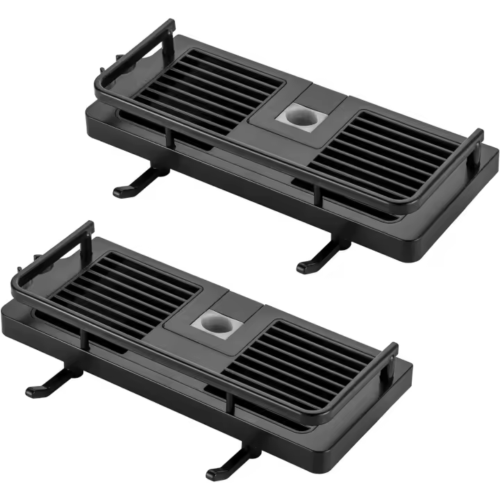 Estante de Ducha Soporte para el empleo de Ducha de Baño Sin perforación con soporte para el empleo de Ducha, Ganchos y soporte para toallas de baño Soporte Negro autoadhesivo antioxidante 22MM-25MM - 1