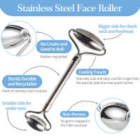 Rodillo De Hielo Para El Rostro 1/3pcs Herramienta De Cuidado De La Piel Reutilizable De Silicona Y Acero Inoxidable Gua Sha Rollo Facial Para Contorno Y Levantamiento - details 3