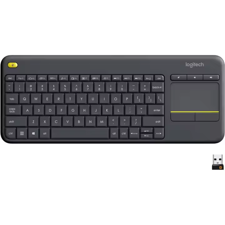 Logitech K400 Plus Teclado Inalámbrico para TV con Control Multimedia y Panel Táctil - Gris Oscuro - 1