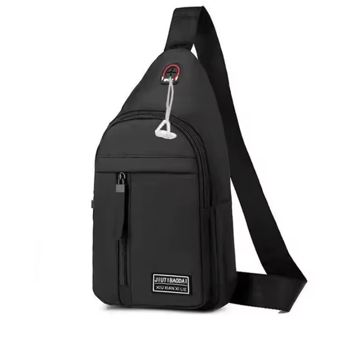 Bolsa De Pecho Para Hombre Nueva De Lona De Nylon Estilo Casual Y Deportivo Con Correa Cruzada Y Cierre De Cremallera - 1